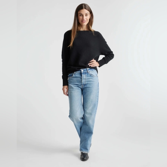 NEW Quince Mongolian Cashmere Boatneck Sweater Back Sz M - Picture 2 of 16